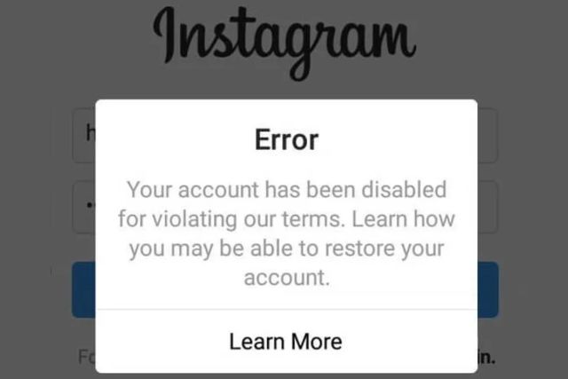 Instagram Account Disabled. Should I have a business web or social media. Mensaje de Cuenta de Instagram bloqueada
