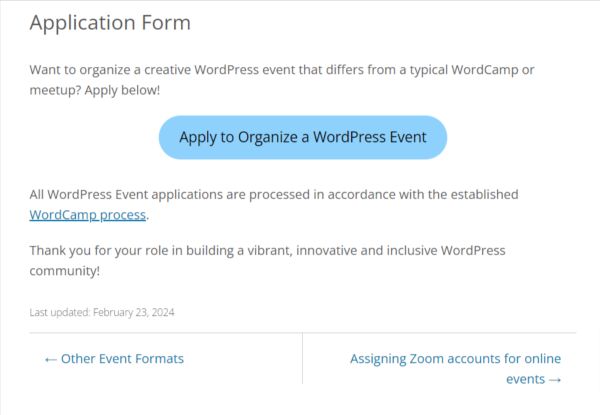 Apply to organize a WordPress Event