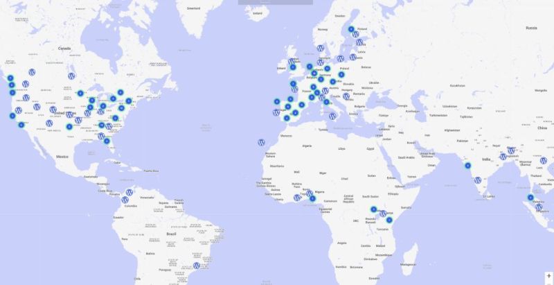 WordPress Community Global Maps. Mapa Global de la Comunidad de WordPress